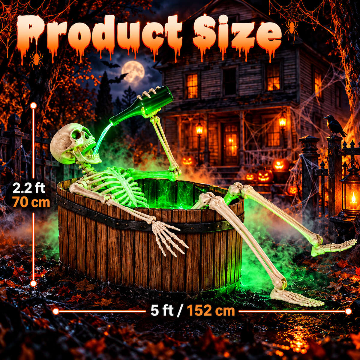 HAUNTED™ Skeleton Endless Pour – Glowing Halloween Decoration