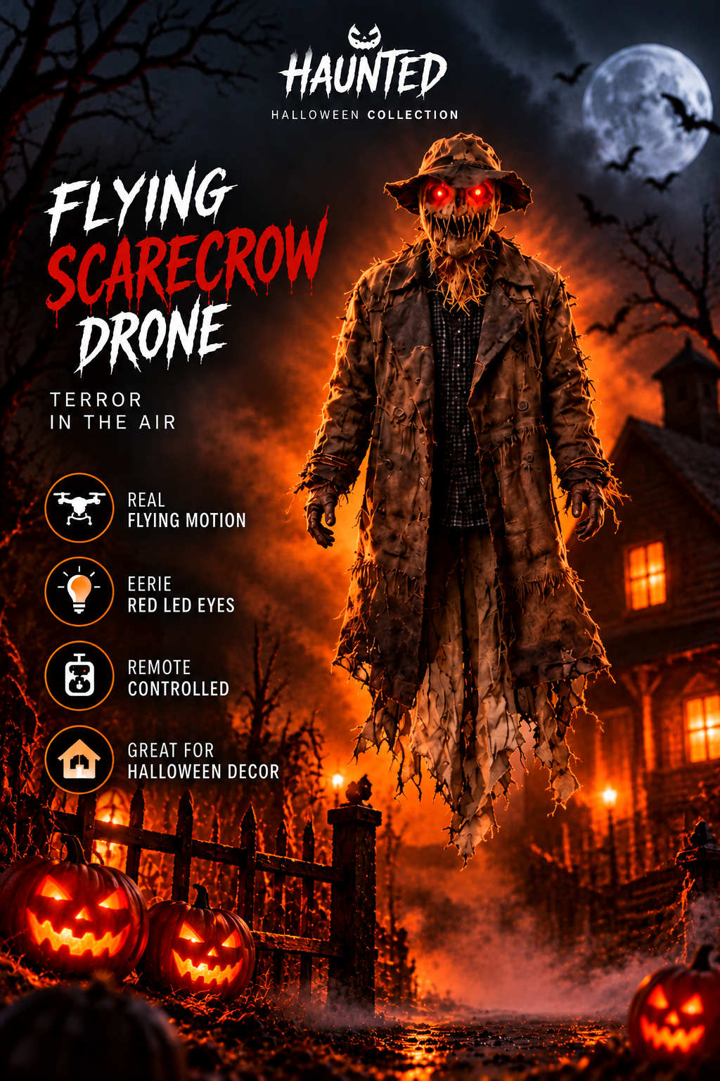 HAUNTED™ Flying Scarecrow — The Nightmare Above