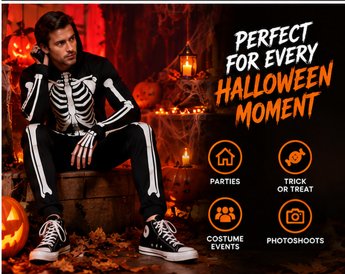 HAUNTED™ Bone Daddy Skeleton Costume – Adult Halloween Outfit