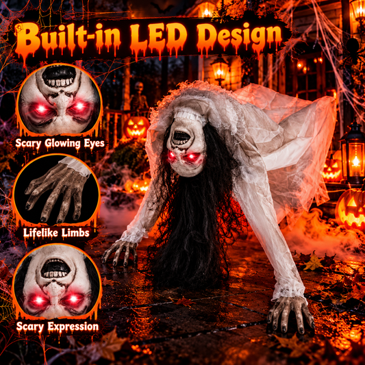 HAUNTED™ Crawling Lady Ghost – LED Glowing Eyes Halloween Decoration