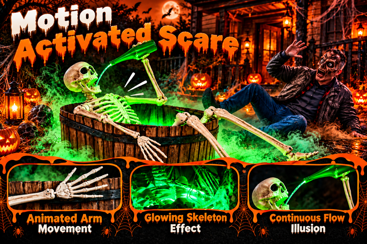 HAUNTED™ Skeleton Endless Pour – Glowing Halloween Decoration